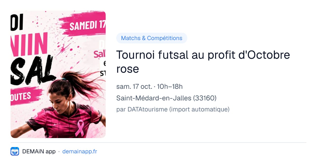 Tournoi futsal au profit d'Octobre rose — Saint-Médard-en-Jalles