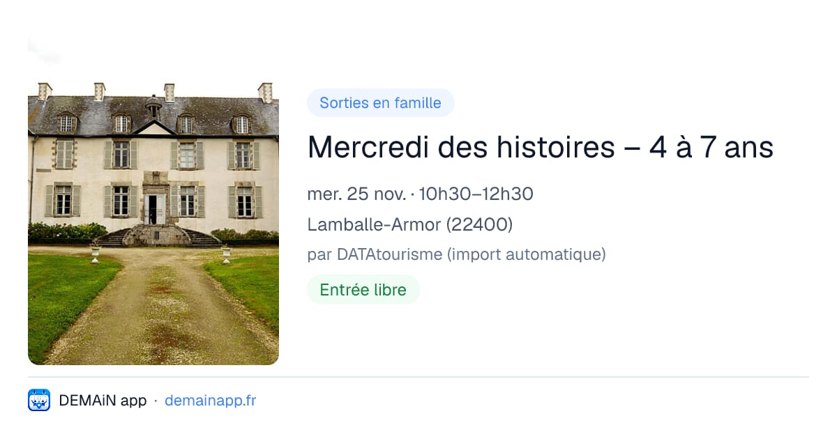 Mercredi des histoires – 4 à 7 ans — Lamballe-Armor