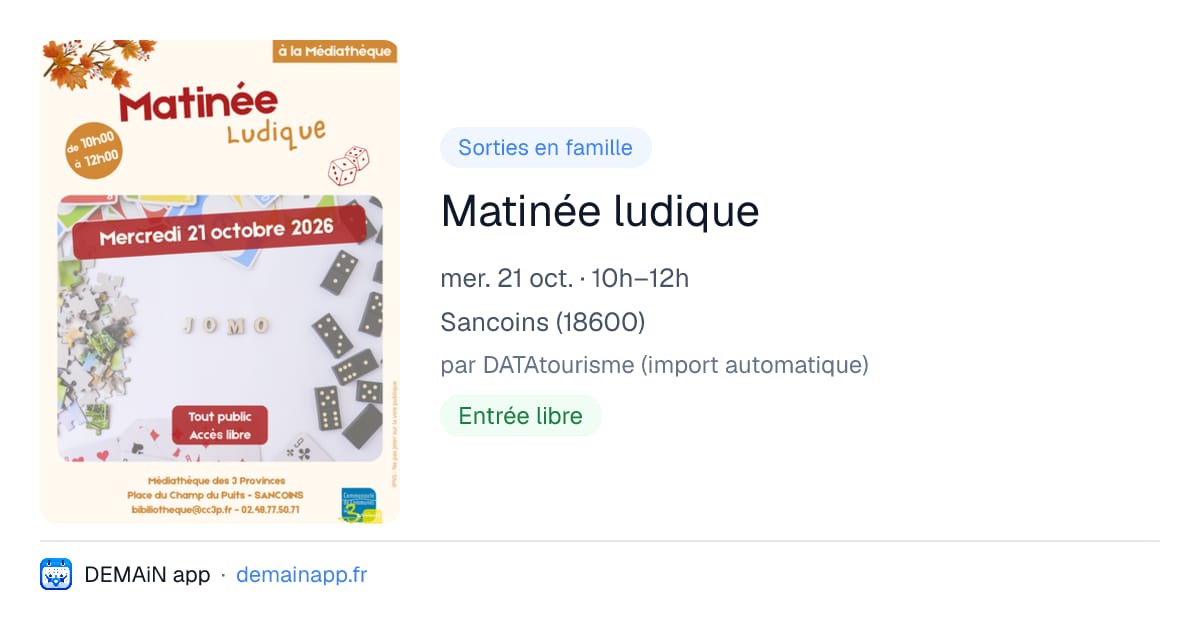 Matinée ludique — Sancoins