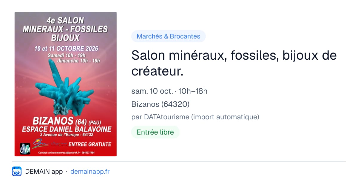 Salon minéraux, fossiles, bijoux de créateur. — Bizanos