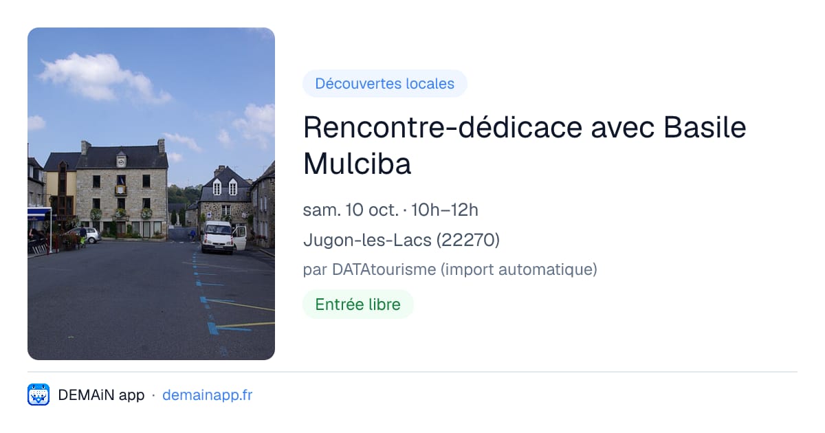 Rencontre-dédicace avec Basile Mulciba — Jugon-les-Lacs