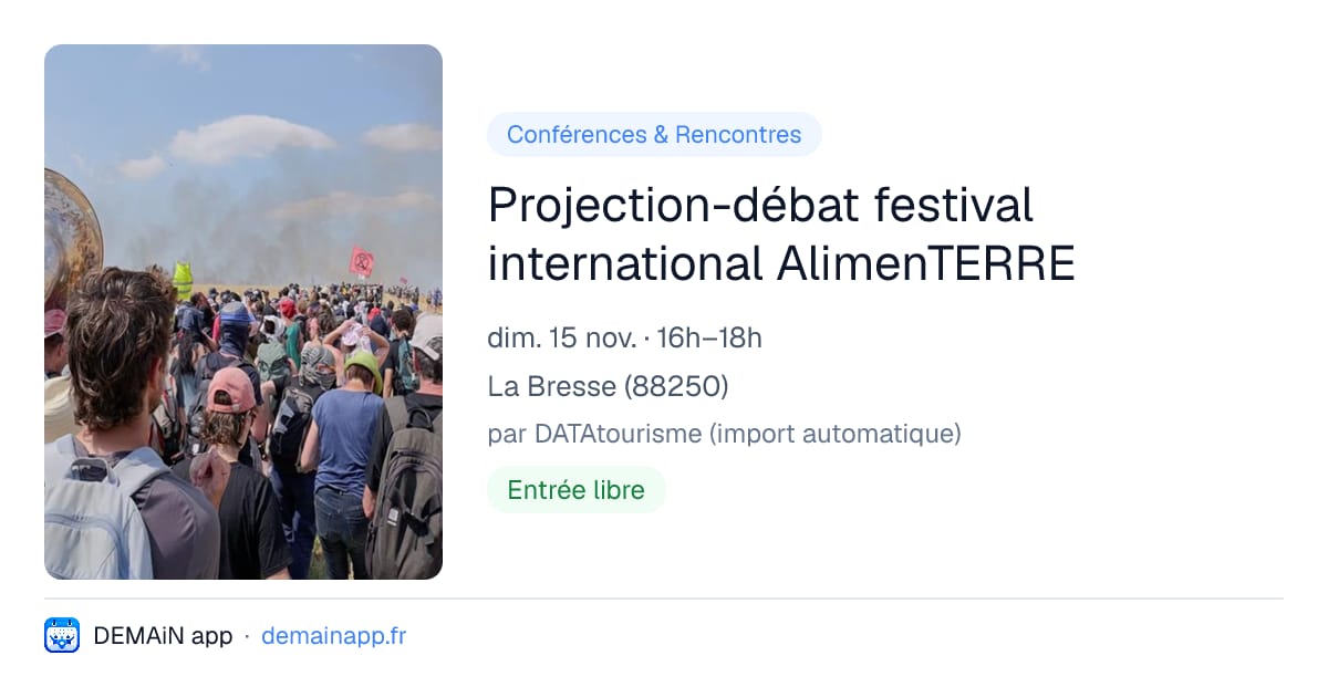 Projection-débat festival international AlimenTERRE — La Bresse