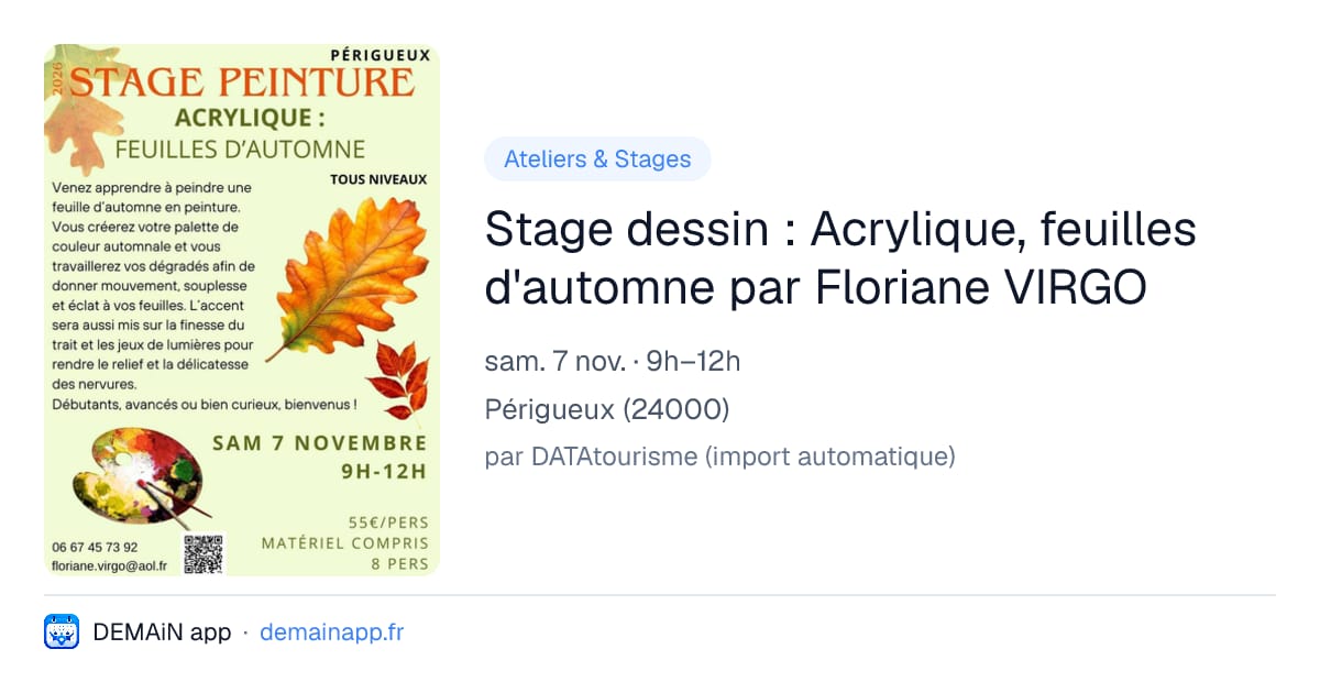 Stage dessin : Acrylique, feuilles d'automne par Floriane VIRGO — Périgueux