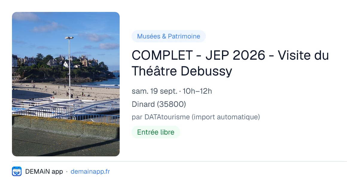 COMPLET - JEP 2026 - Visite du Théâtre Debussy — Dinard