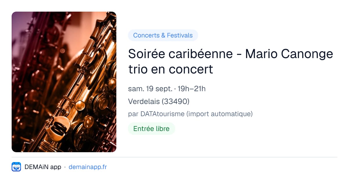 Soirée caribéenne - Mario Canonge trio en concert — Verdelais