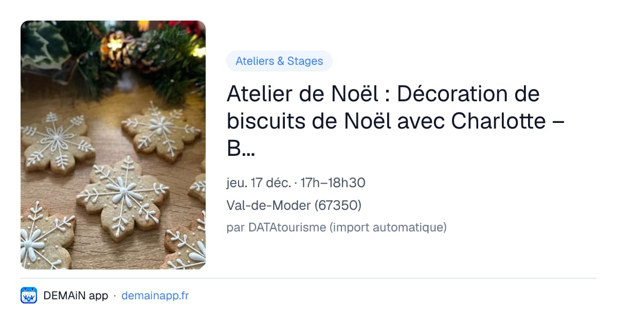 Atelier de Noël : Décoration de biscuits de Noël avec Charlotte – Biscuit Vanille (adulte) — Val-de-Moder