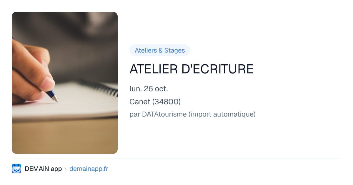 ATELIER D'ECRITURE — Canet