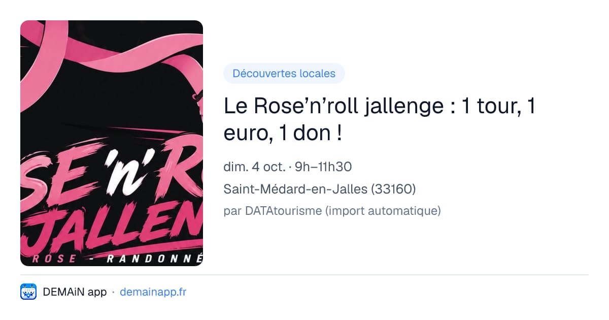 Le Rose’n’roll jallenge : 1 tour, 1 euro, 1 don ! — Saint-Médard-en-Jalles