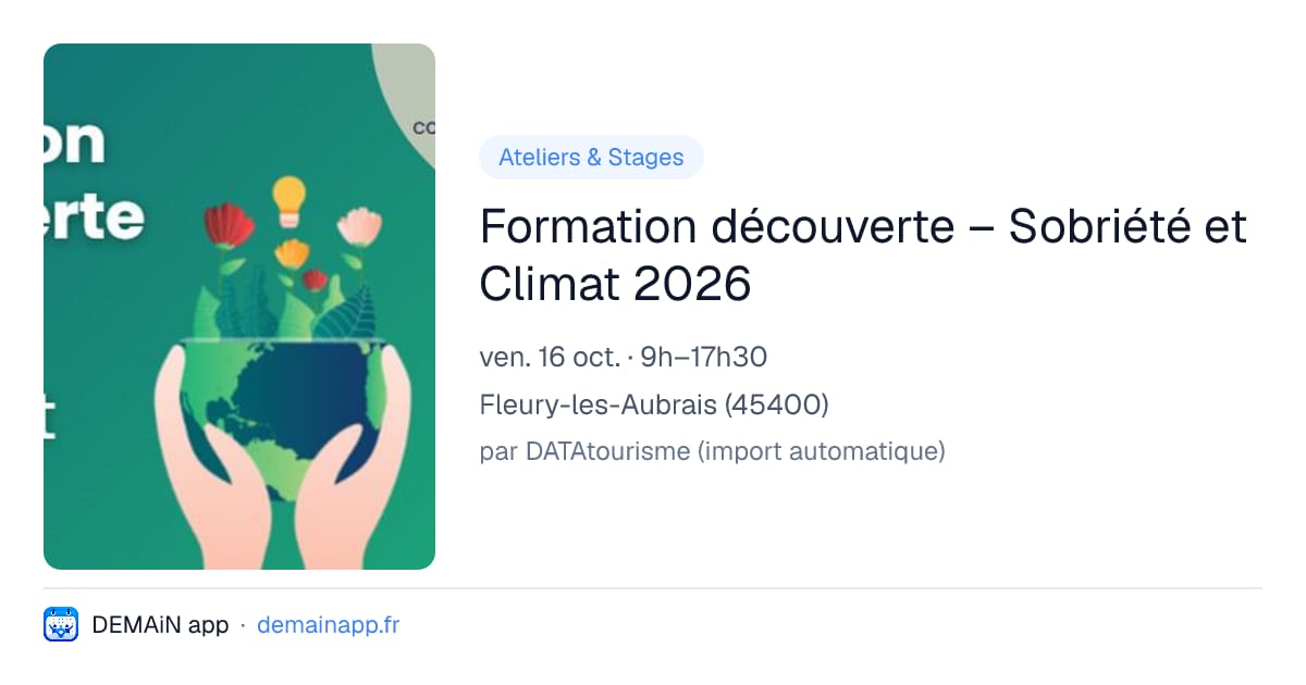 Formation découverte – Sobriété et Climat 2026 — Fleury-les-Aubrais