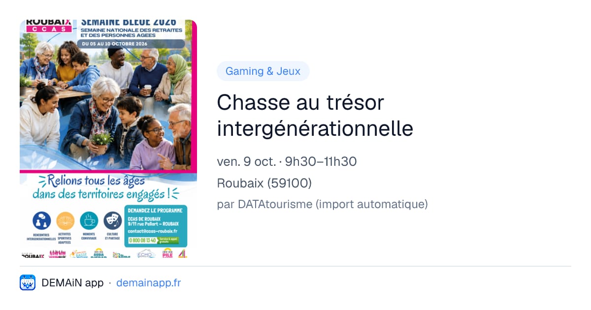 Chasse au trésor intergénérationnelle — Roubaix