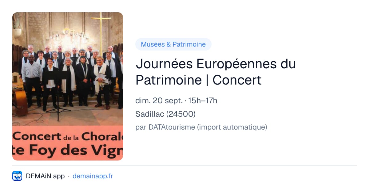 Journées Européennes du Patrimoine | Concert — Sadillac