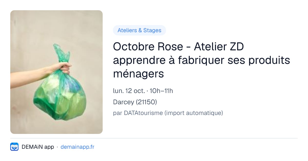Octobre Rose - Atelier ZD apprendre à fabriquer ses produits ménagers — Darcey