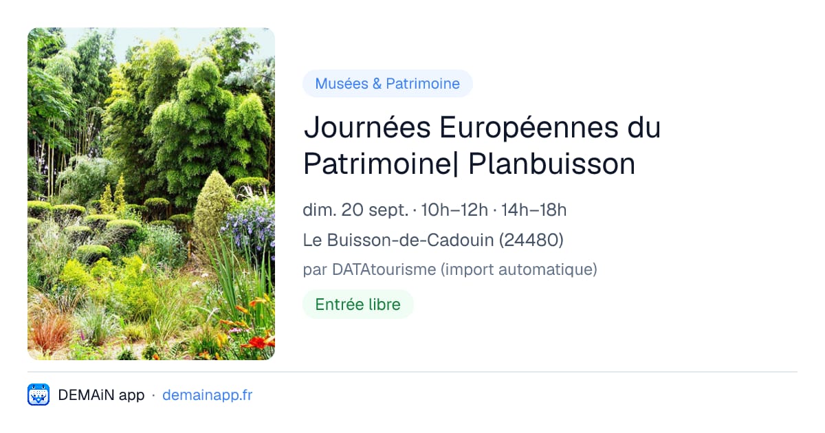 Journées Européennes du Patrimoine| Planbuisson — Le Buisson-de-Cadouin