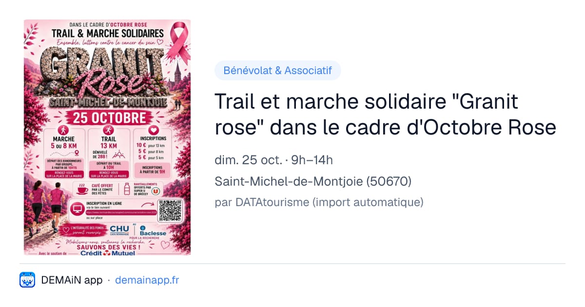 Trail et marche solidaire "Granit rose" dans le cadre d'Octobre Rose — Saint-Michel-de-Montjoie