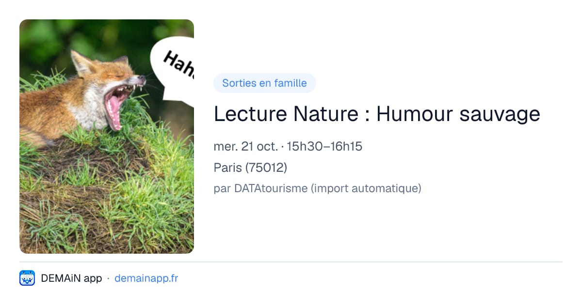 Lecture Nature : Humour sauvage — Paris