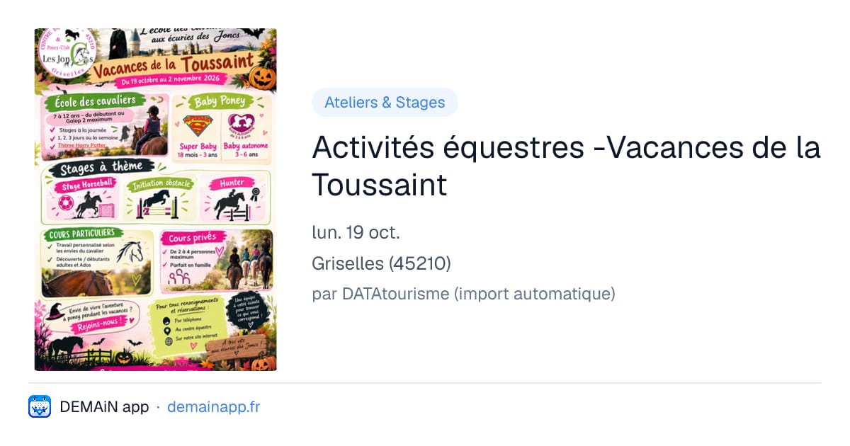 Activités équestres -Vacances de la Toussaint — Griselles