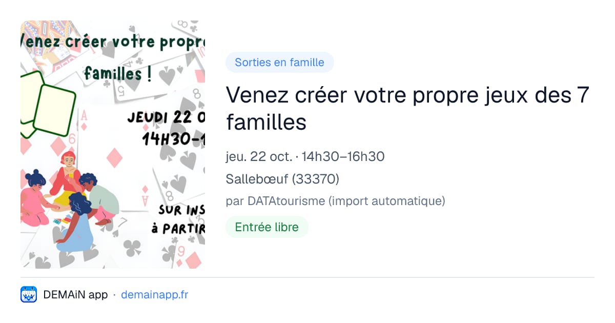 Venez créer votre propre jeux des 7 familles — Sallebœuf