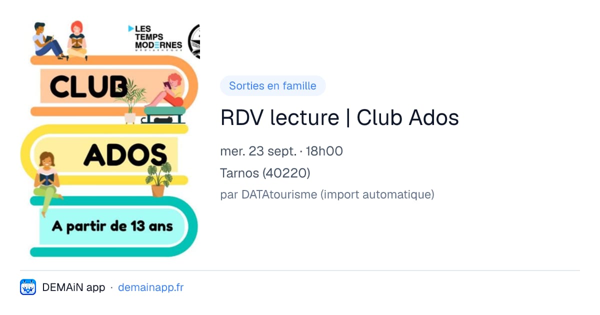 RDV lecture | Club Ados — Tarnos