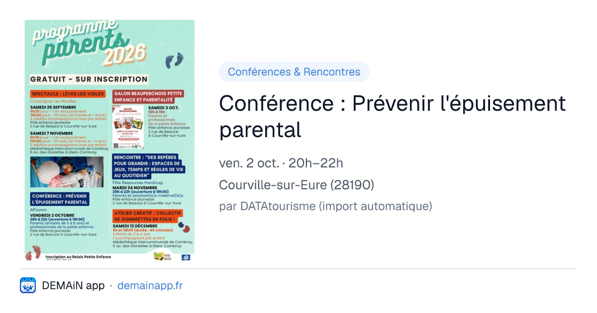Conférence : Prévenir l'épuisement parental — Courville-sur-Eure