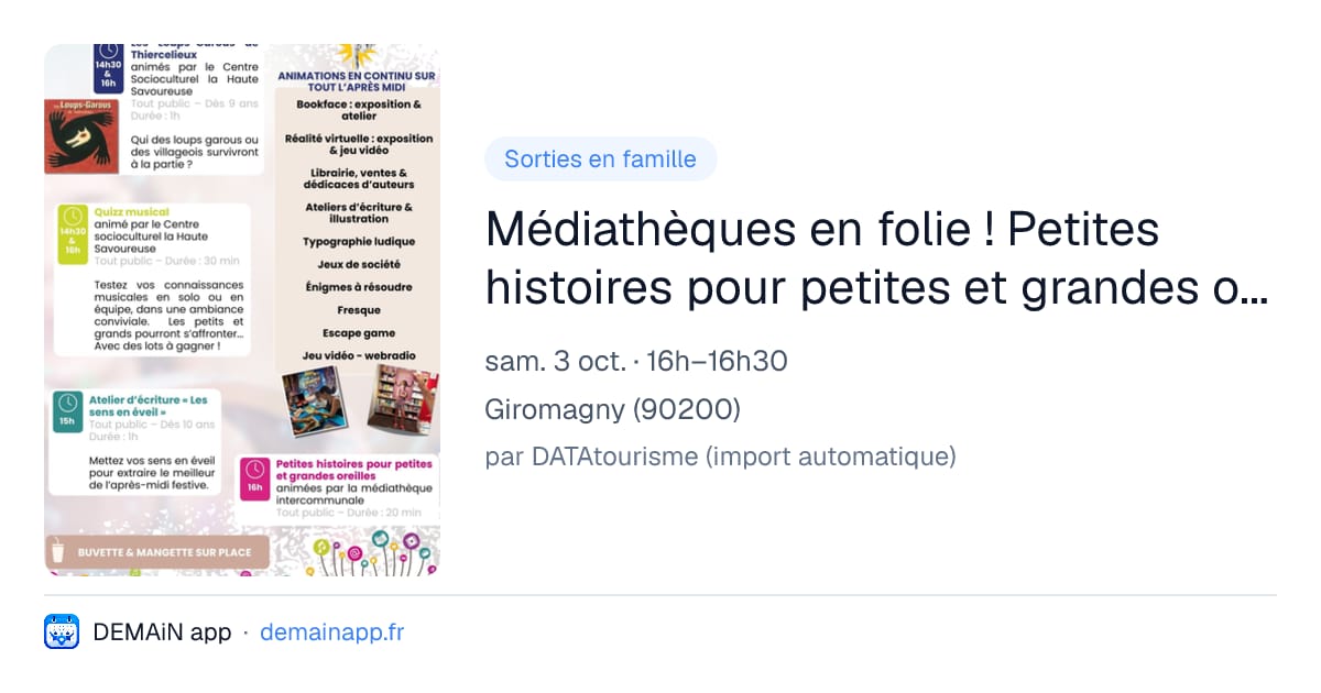 Médiathèques en folie ! Petites histoires pour petites et grandes oreilles — Giromagny