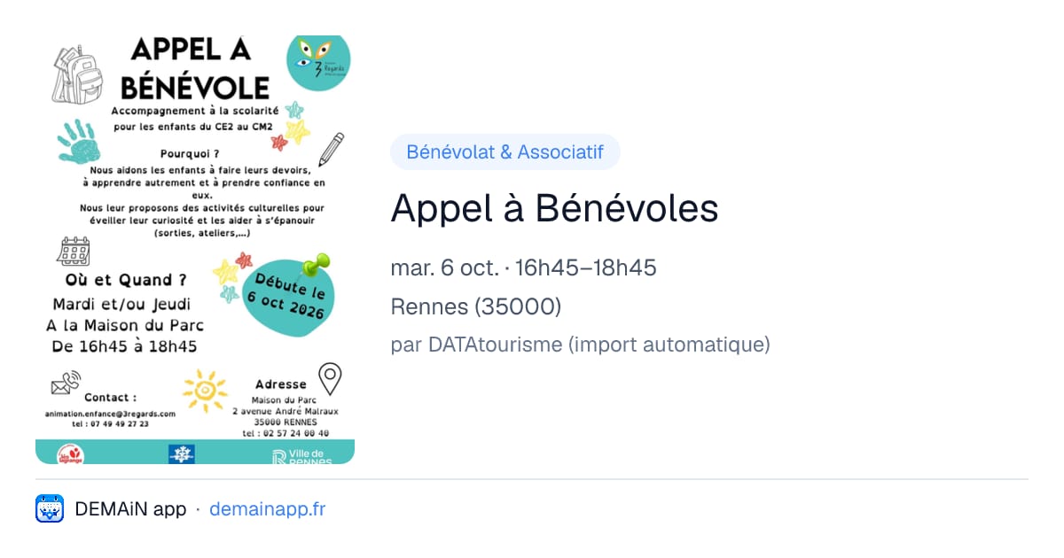 Appel à Bénévoles — Rennes