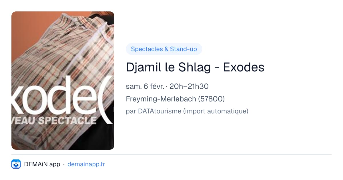 Djamil le Shlag - Exodes — Freyming-Merlebach