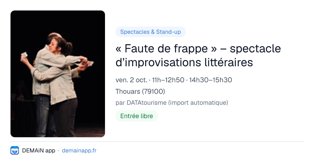 « Faute de frappe » – spectacle d’improvisations littéraires — Thouars