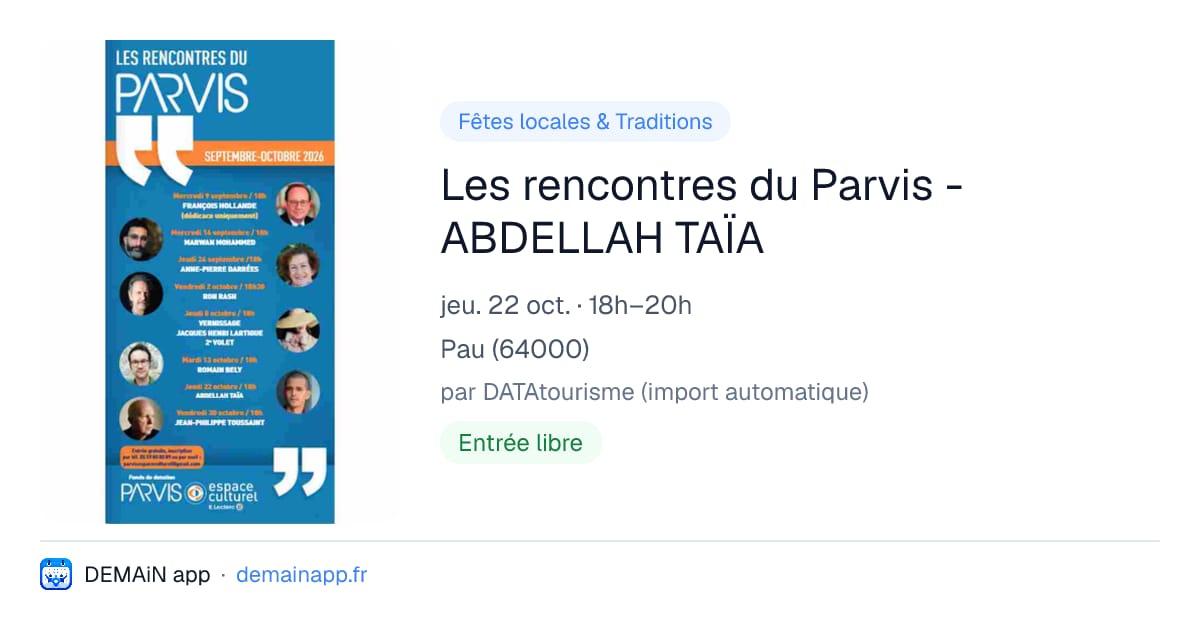 Les rencontres du Parvis - ABDELLAH TAÏA — Pau