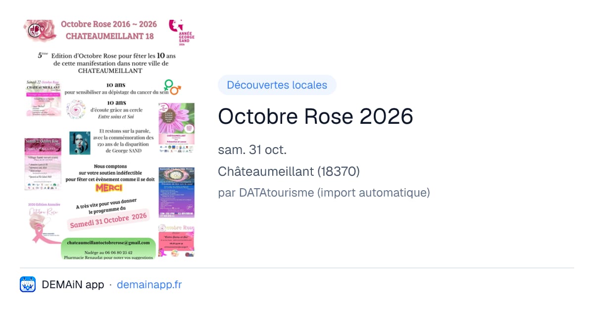 Octobre Rose 2026 — Châteaumeillant