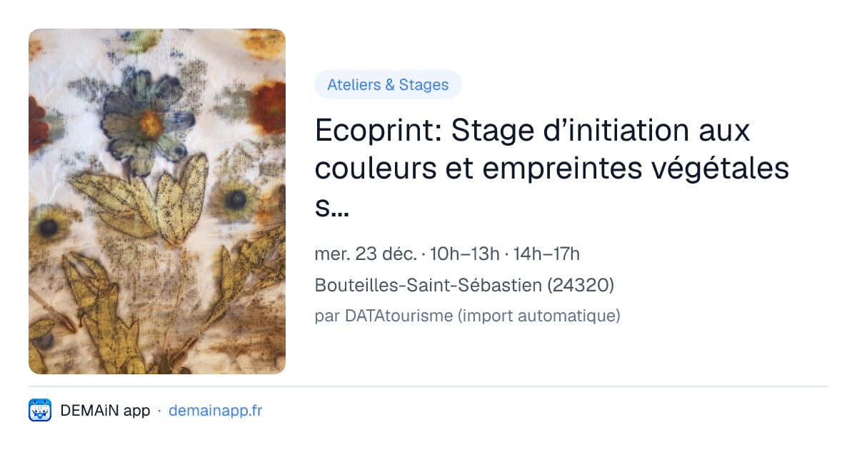 Ecoprint: Stage d’initiation aux couleurs et empreintes végétales sur textile de coton - Stage de 6h — Bouteilles-Saint-Sébastien