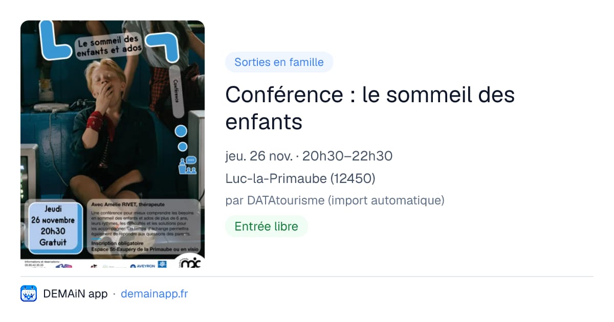 Conférence : le sommeil des enfants — Luc-la-Primaube