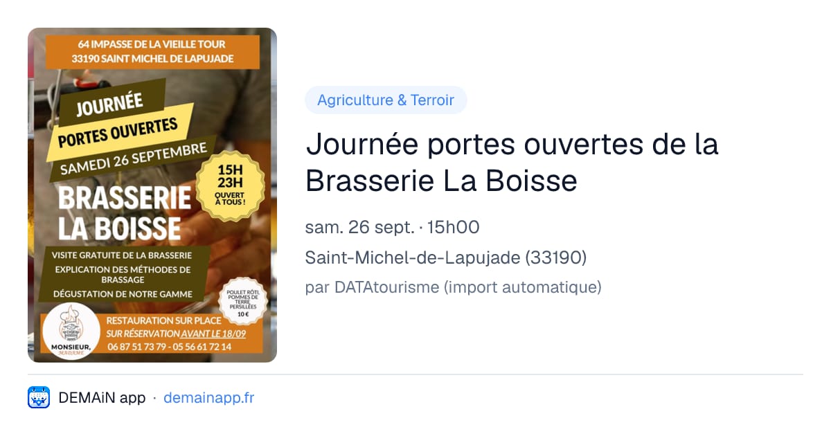 Journée portes ouvertes de la Brasserie La Boisse — Saint-Michel-de-Lapujade