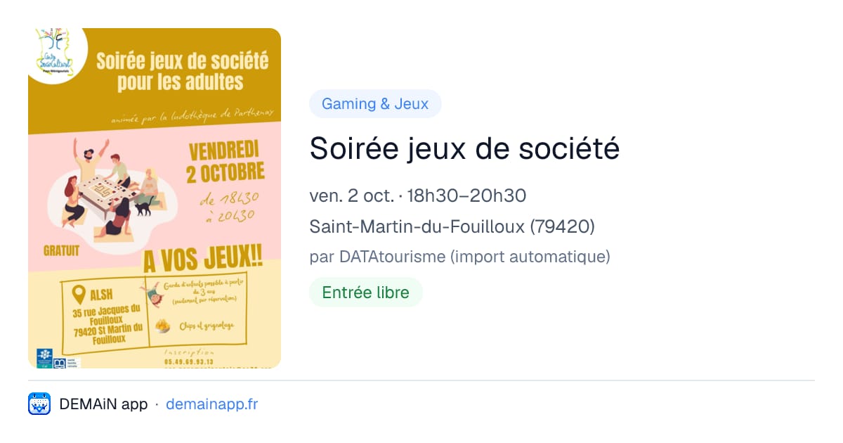 Soirée jeux de société — Saint-Martin-du-Fouilloux