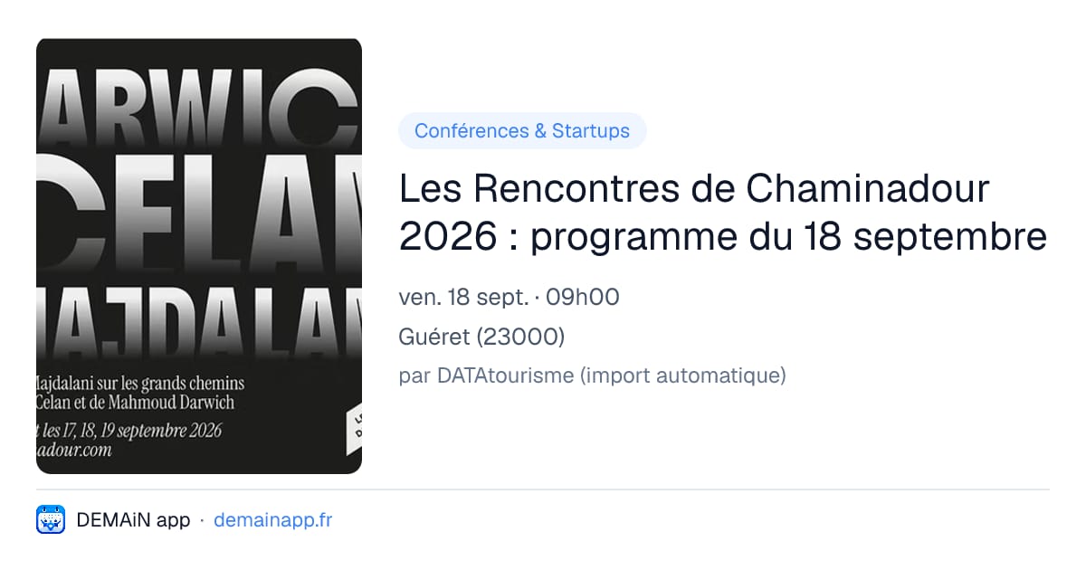 Les Rencontres de Chaminadour 2026 : programme du 18 septembre — Guéret