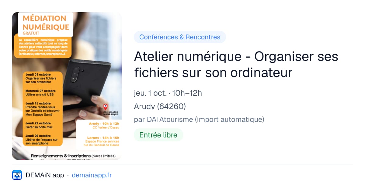 Atelier numérique - Organiser ses fichiers sur son ordinateur — Arudy