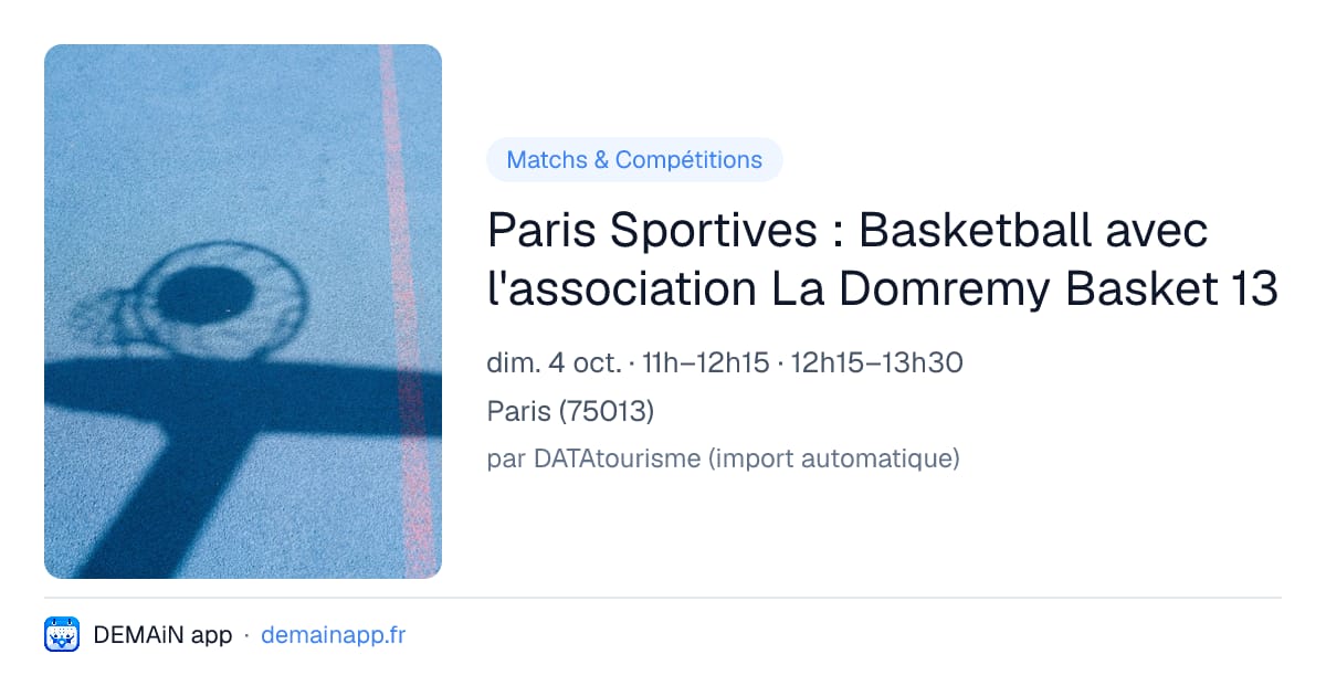 Paris Sportives : Basketball avec l'association La Domremy Basket 13 — Paris