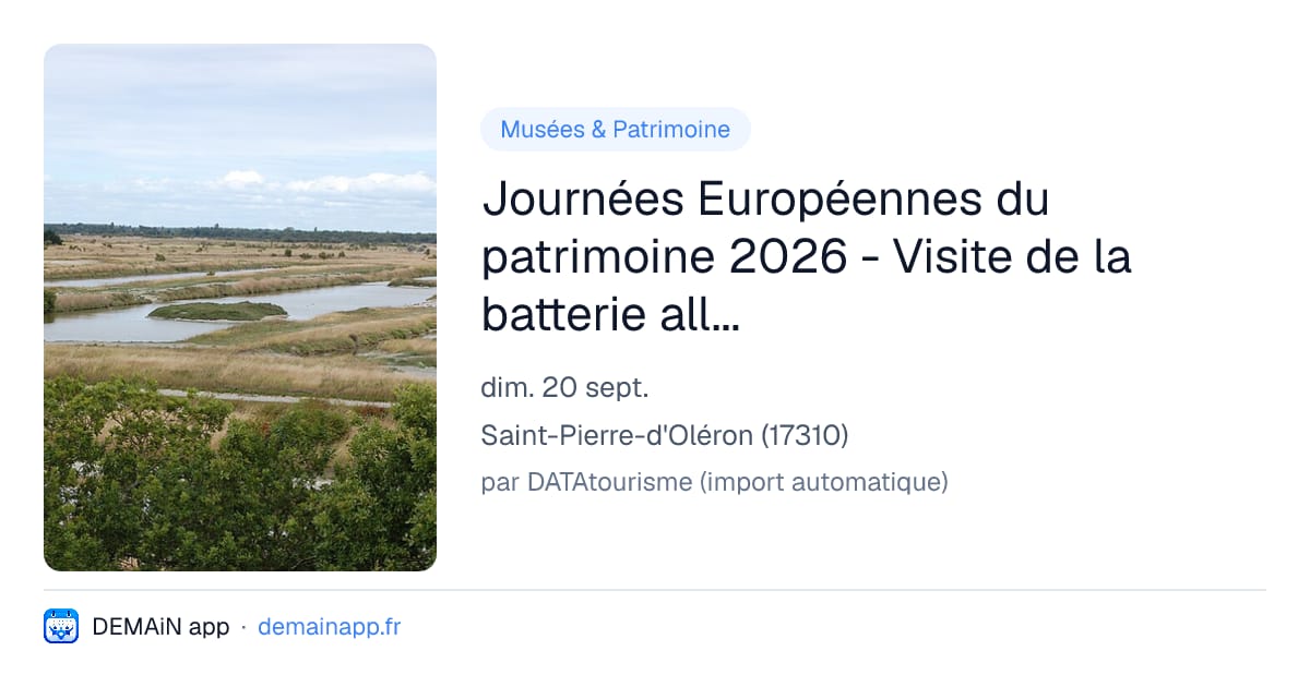 Journées Européennes du patrimoine 2026 - Visite de la batterie allemande de la passe de St Séverin — Saint-Pierre-d'Oléron