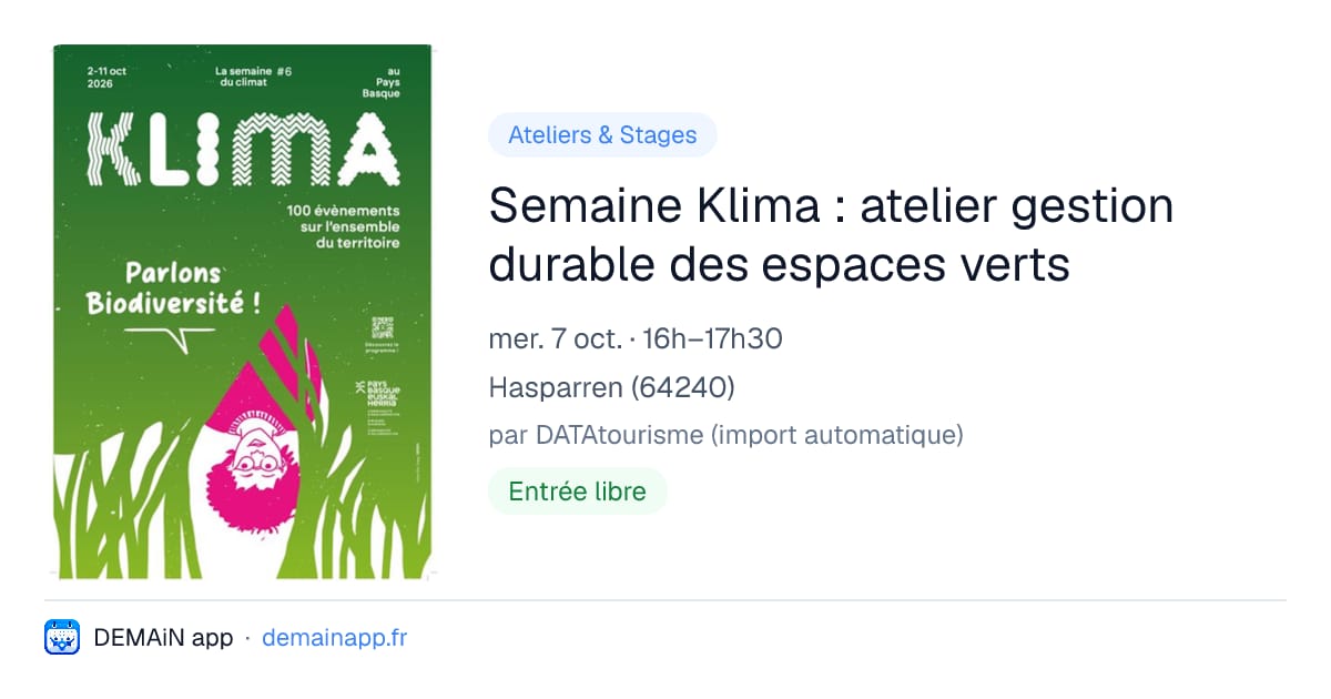Semaine Klima : atelier gestion durable des espaces verts — Hasparren