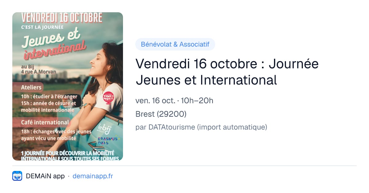 Vendredi 16 octobre : Journée Jeunes et International — Brest