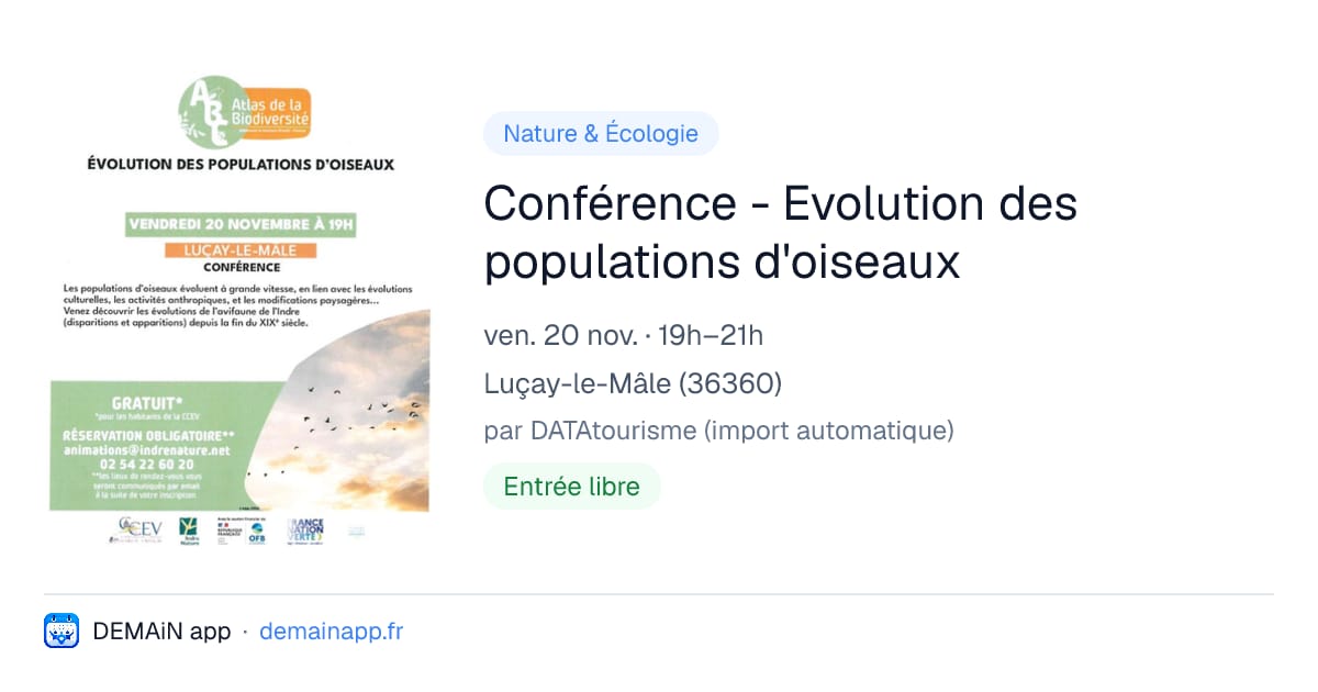 Conférence - Evolution des populations d'oiseaux — Luçay-le-Mâle