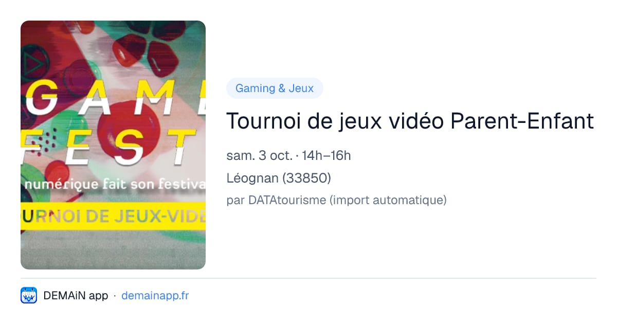 Tournoi de jeux vidéo Parent-Enfant — Léognan