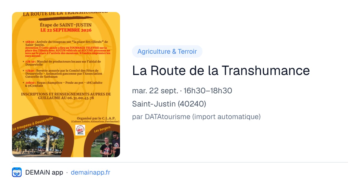 La Route de la Transhumance — Saint-Justin