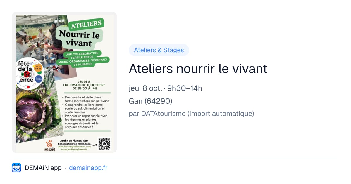 Ateliers nourrir le vivant — Gan