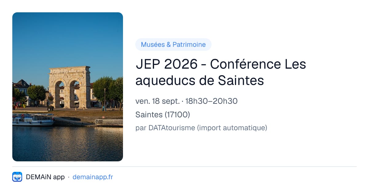 JEP 2026 - Conférence Les aqueducs de Saintes — Saintes
