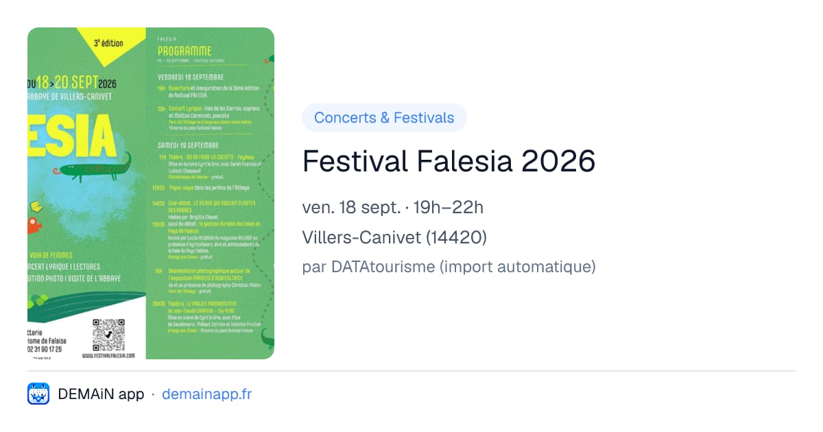 Festival Falesia 2026 — Villers-Canivet