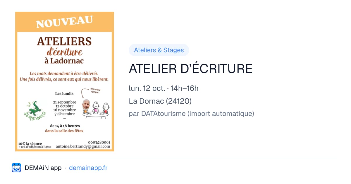 ATELIER D’ÉCRITURE — La Dornac