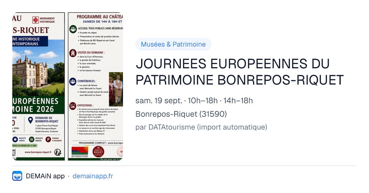 JOURNEES EUROPEENNES DU PATRIMOINE BONREPOS-RIQUET — Bonrepos-Riquet