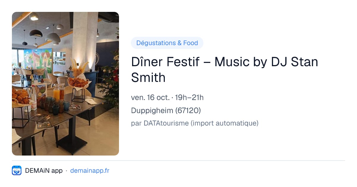 Dîner Festif – Music by DJ Stan Smith — Duppigheim