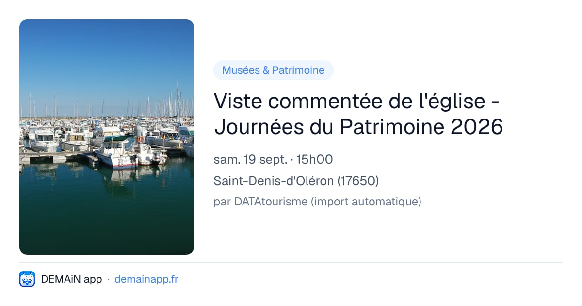 Viste commentée de l'église - Journées du Patrimoine 2026 — Saint-Denis-d'Oléron