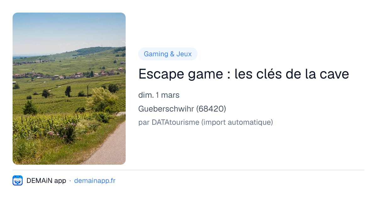 Escape game : les clés de la cave — Gueberschwihr